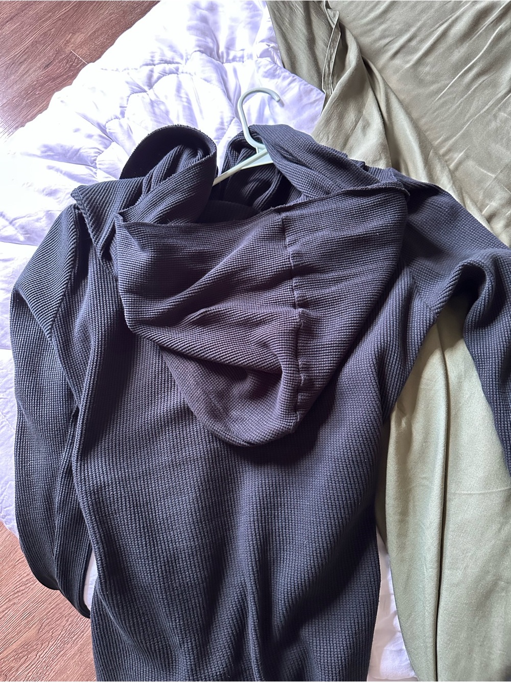 ~Gaia Conceptions HOODED COCOON BELTED SHIRT JACKET Black Large~ - Picture 7 of 8